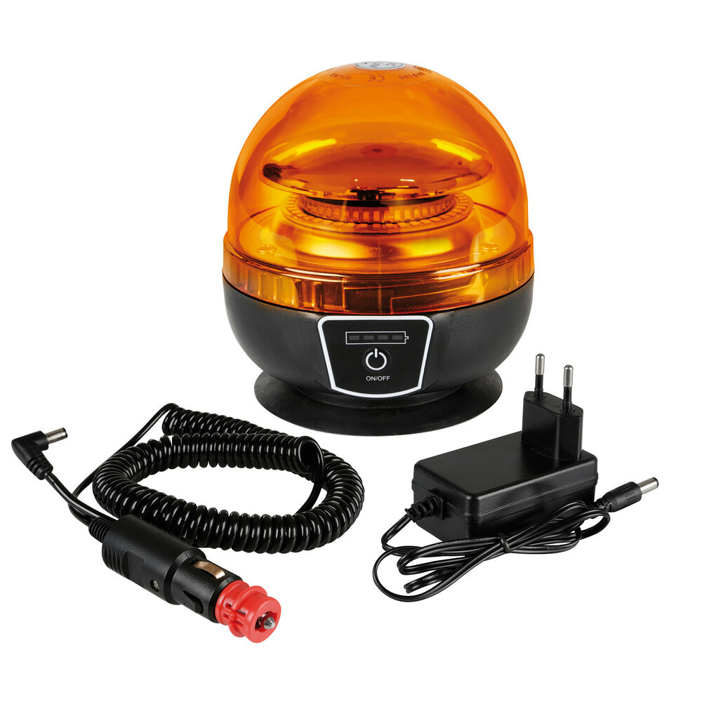 AKKU/230V LED-Warnleuchte mit Magnet und Sauger