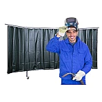 Dreiteilige Schutzwand mit Folienvorhang