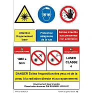 Warnaufschrift auf Französisch, Kleber, zum Schutz vor Laserstrahl