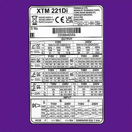 Parweld XTM 221 Di - Schweissanlage 5-in-1 MIG/MAG, WIG-DC, WIG-AC - MMA &amp; Plasma