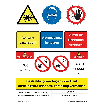 Warnaufschrift Deutsch, Kleber,  zum Schutz vor Laserstrahl