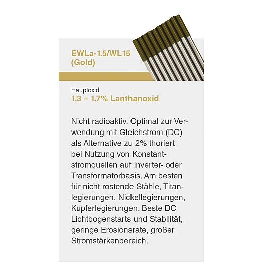 Wolframelektroden Gold EWLa-1.5/WL152