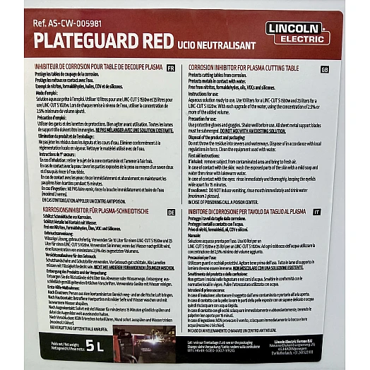 Lincoln Plasma Kühlmittel Plateguard RED3