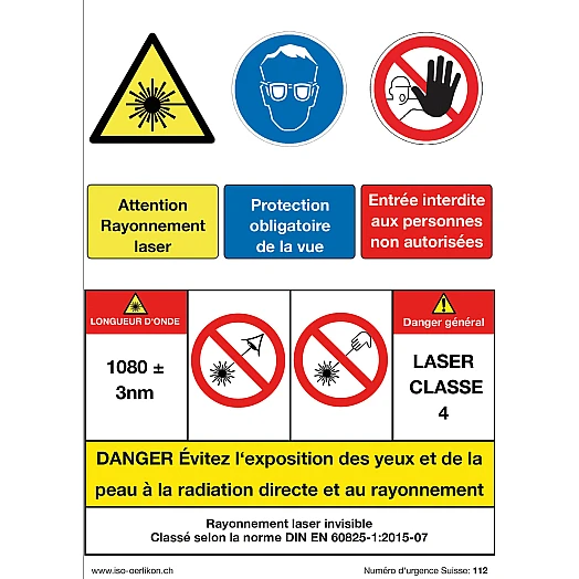 Warnaufschrift auf Französisch, Kleber, zum Schutz vor Laserstrahl1
