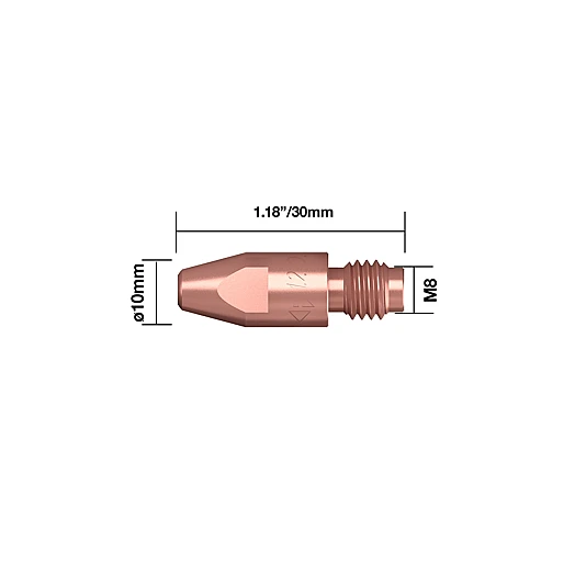 Stromdüse für Aluminium - D=1.0mm - M8 x 30mm - E-Cu (Set à 10 Stk.)2