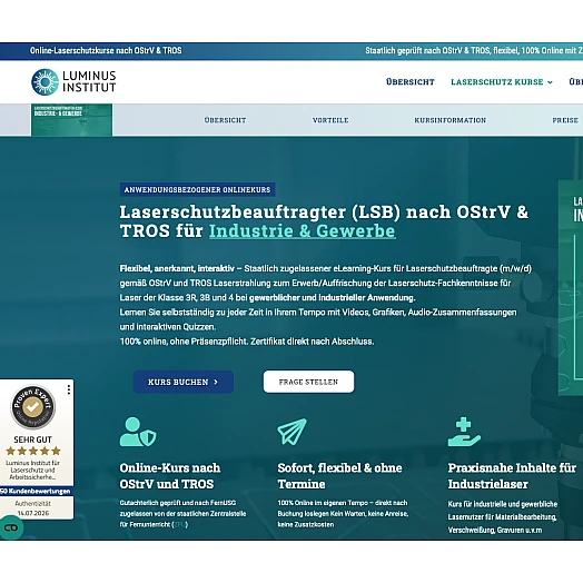 "Online" Zertifizierter Kurs für Laserschutzbeauftragten (LSB)2