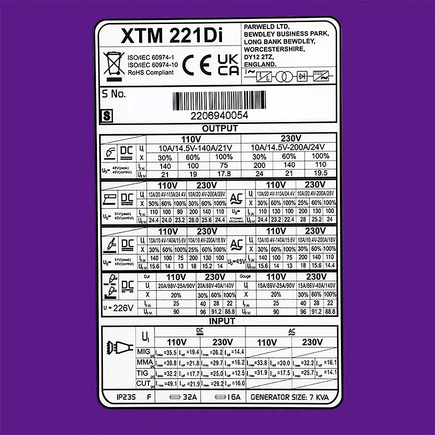 Parweld XTM 221 Di - Schweissanlage 5-in-1 MIG/MAG, WIG-DC, WIG-AC - MMA &amp; Plasma