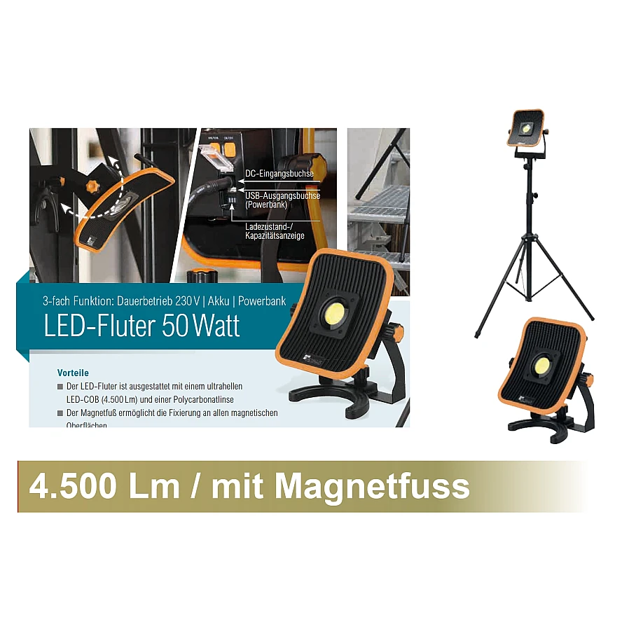 METALLIT® LED-Fluter 50 Watt Technische Daten inkl. Stativ