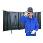Dreiteilige Schutzwand mit Folienvorhang