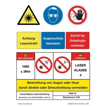 Warnaufschrift Deutsch, Kleber,  zum Schutz vor Laserstrahl