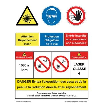 Warnaufschrift auf Französisch, Kleber, zum Schutz vor Laserstrahl