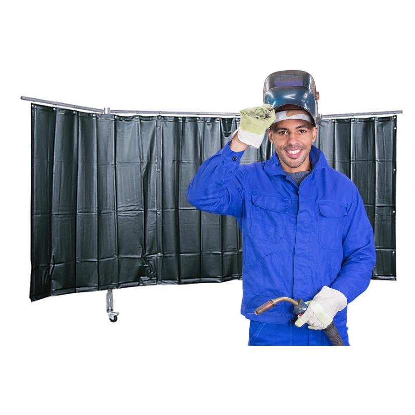 Dreiteilige Schutzwand mit Folienvorhang