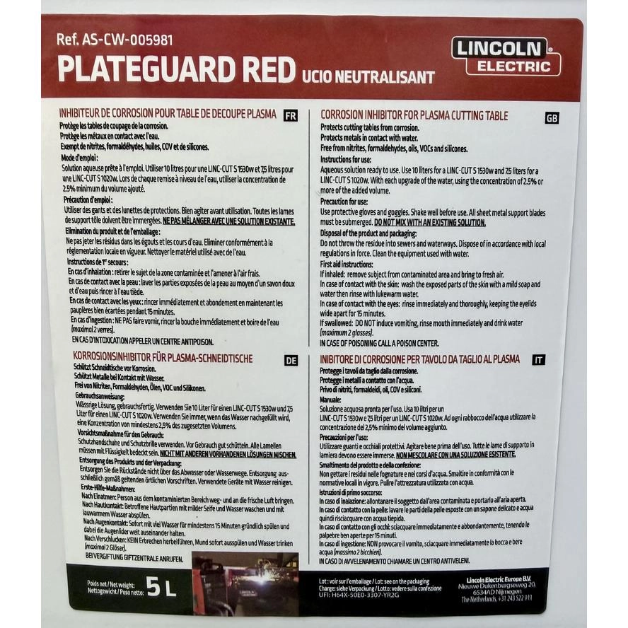 Lincoln Plasma Kühlmittel Plateguard RED