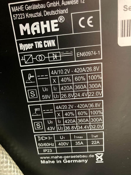 Mahe Hyper-TIG 240 CWK wassergekühlt