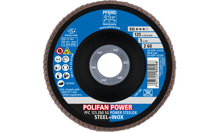 POLIFAN-Fächerscheiben Leistungs-Linie SG PFC 125 Z 60 SG POWER STEELOX