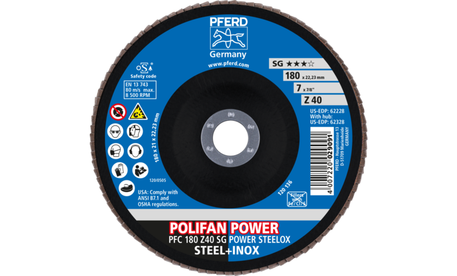 POLIFAN-Fächerscheiben Leistungs-Linie SG PFC 180 Z 40 SG POWER STEELOX